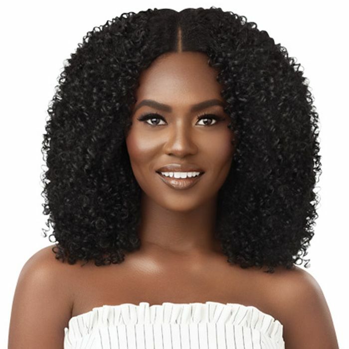 OUTRE 100% HUMAN HAIR BLEND U PART CAP LEAVE OUT WIG – AFRO CURLS 16