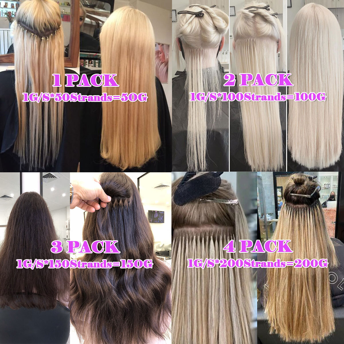 Russian Remy Nano Ring Tips Human Hair Extensions Thick 200S Full Head Highlight