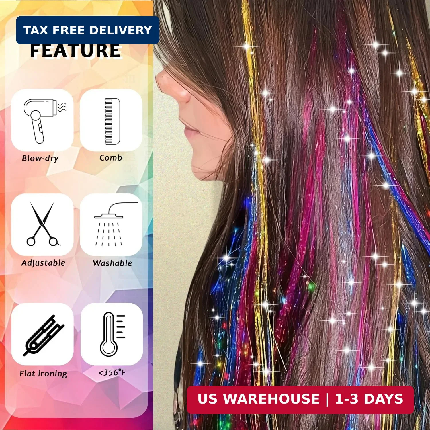Hair Tinsel, 24 Colors 9800 Strands Hair Tinsel Kit with Tools 48 Inch Glitter T