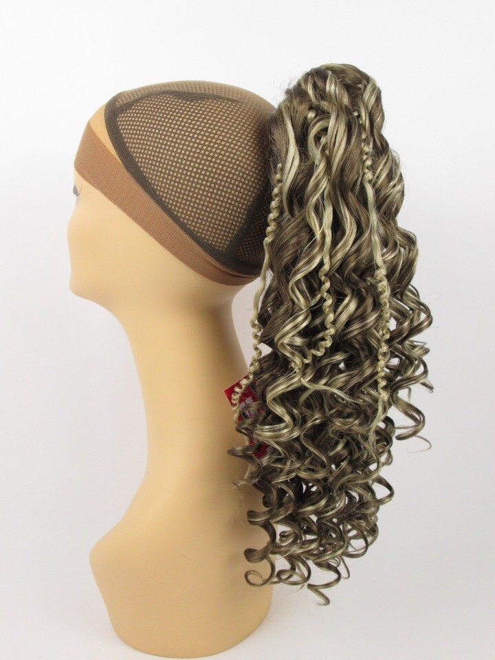 18″ LONG SPIRAL CORKSCREW CURLS CURLY HAIR HAIRDO HAIRPIECE PONYTAIL CLAW CLIP