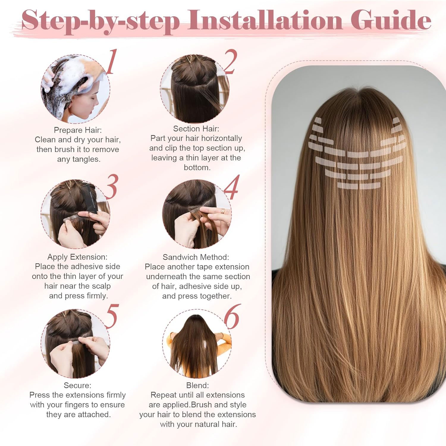 Thick 10/20PCS Tape In Remy Human Hair Extensions Skin Weft FULL HEAD X‘mas Gift