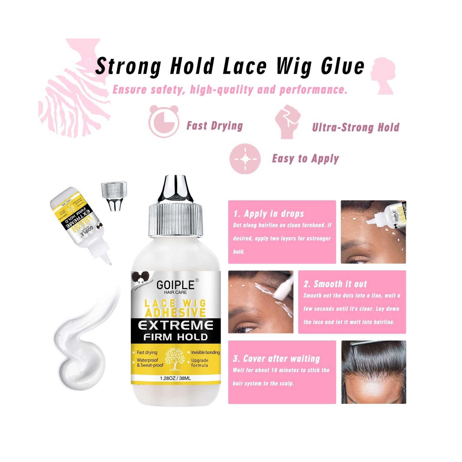 Wig Glue for Lace Front Wigs Lace Glue for Wig, Strong Hold Lace Glue for Lac…