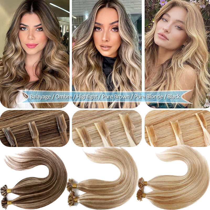 CLEARANCE Nail U Tip Human REAL Remy Hair Extensions Pre Bonded Keratin 1G 0.5G