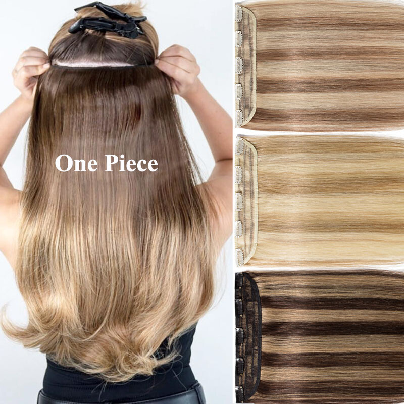 100g Thick One Piece 100% Remy Clip In Human Hair Extension 3/4Full Head Weft US