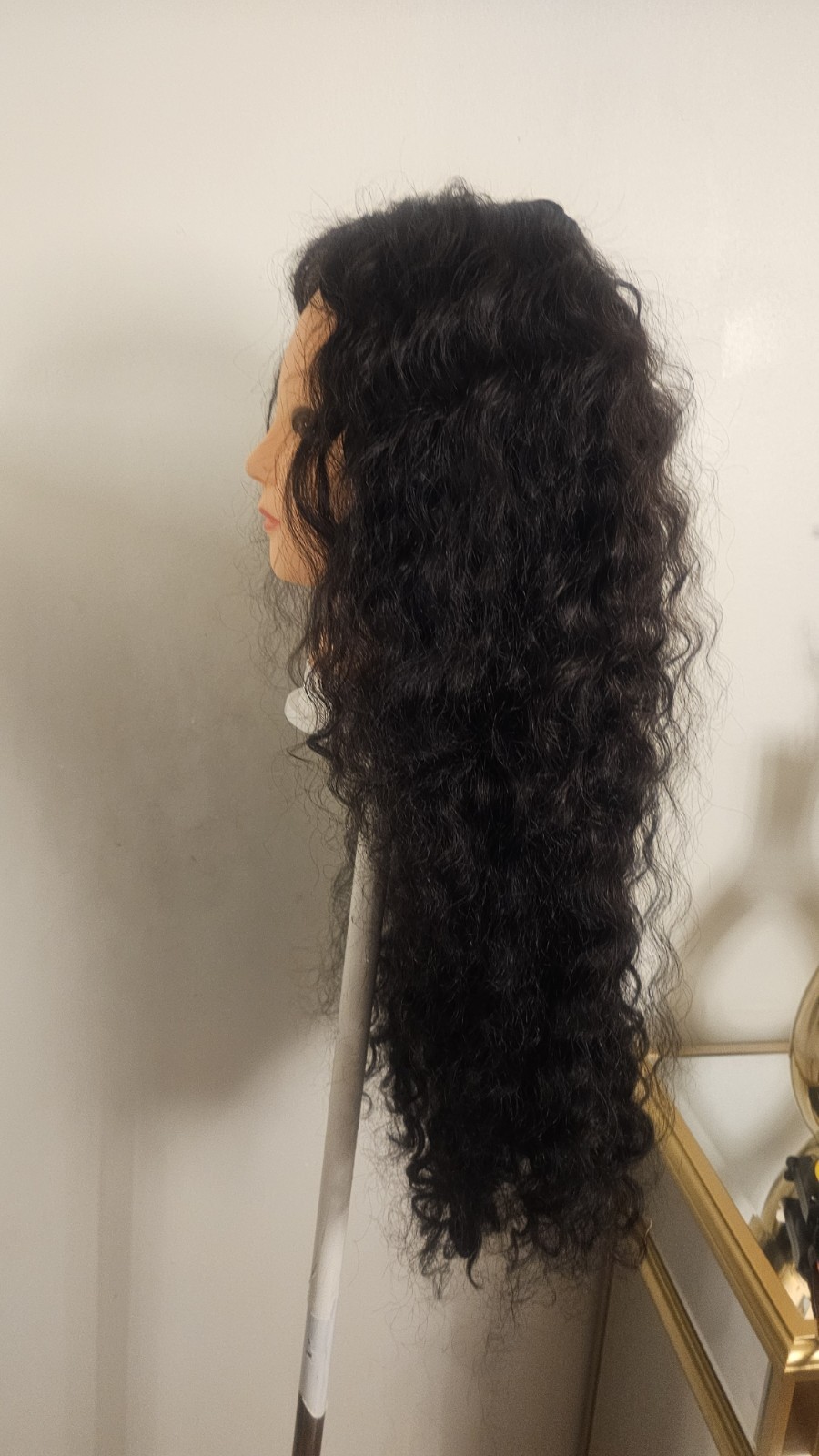 High Quality regular Top Black 26 to 28″ curly 100% Virgin Human Hair Lace Wig