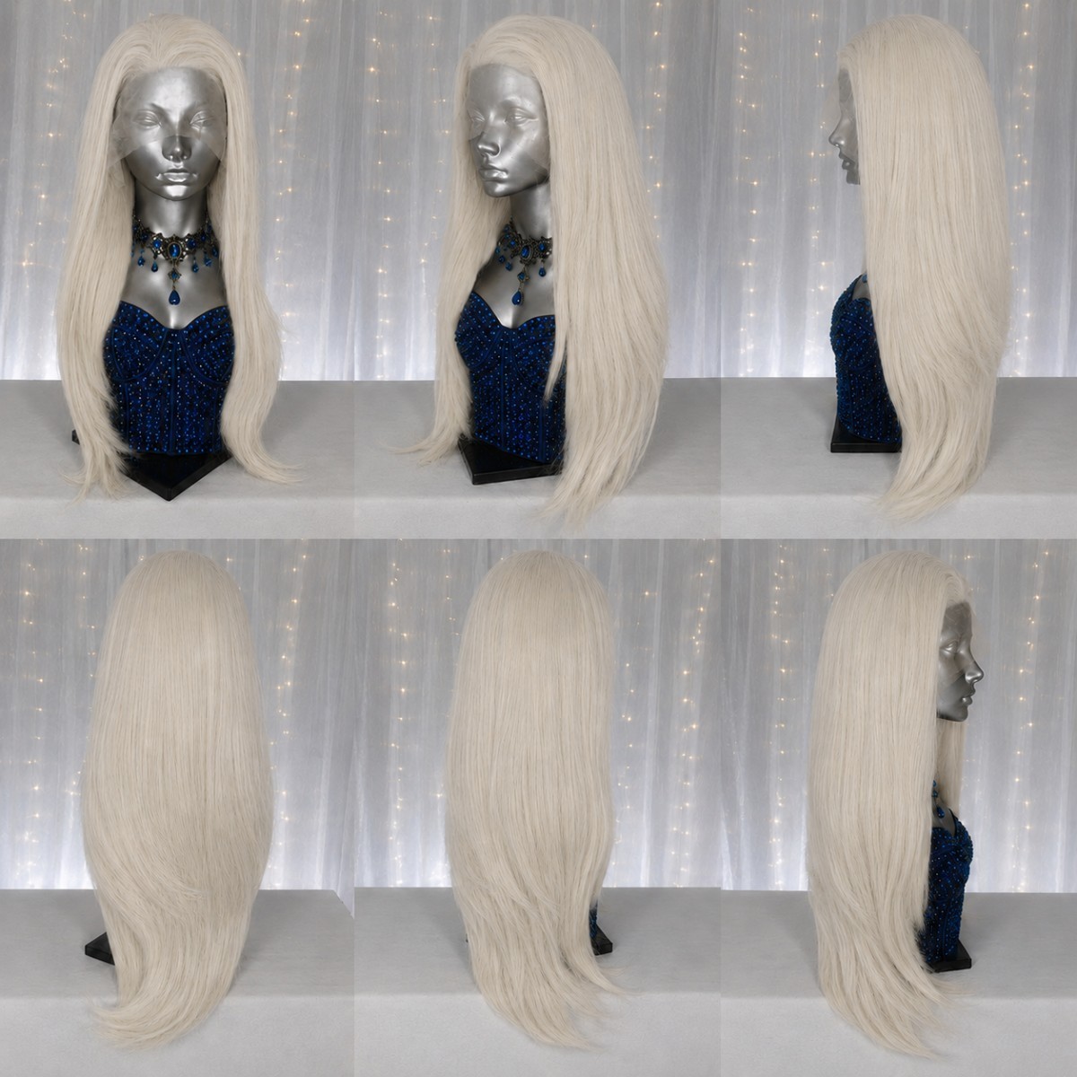 Long Straight Heat Resistant Hair Bleach blonde HD Lace Front Wig
