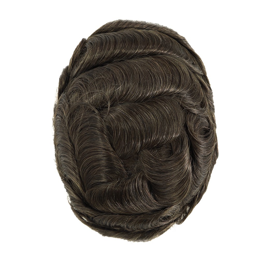 Toupee Men Human Hair Replecement System Lace Front Hairpiece Bleach Knot 8X10#4