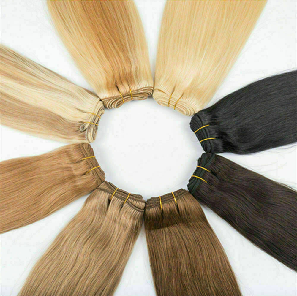 Sew in Weft Human Hair Extensions Double Weave Real Human Hair Bundles Straight