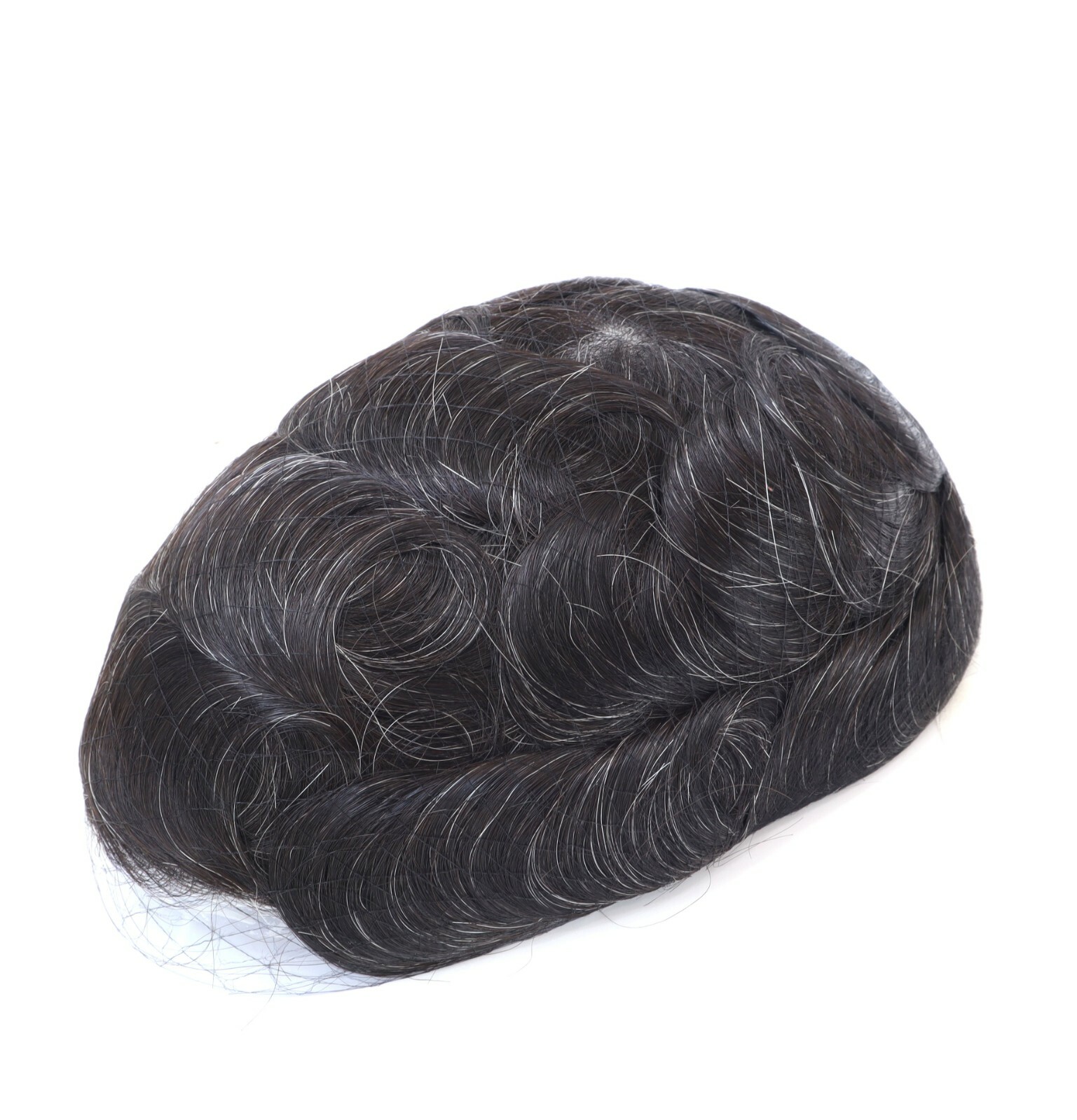 Natural Mens Toupee Hair Replacement System Super Thin Skin V Looped NG #1B10