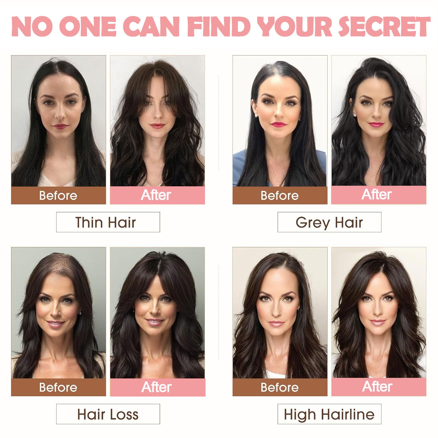 18″ Free Part Women Topper Real As Human Hair Top Toupee Piece Clip in Hairpiece