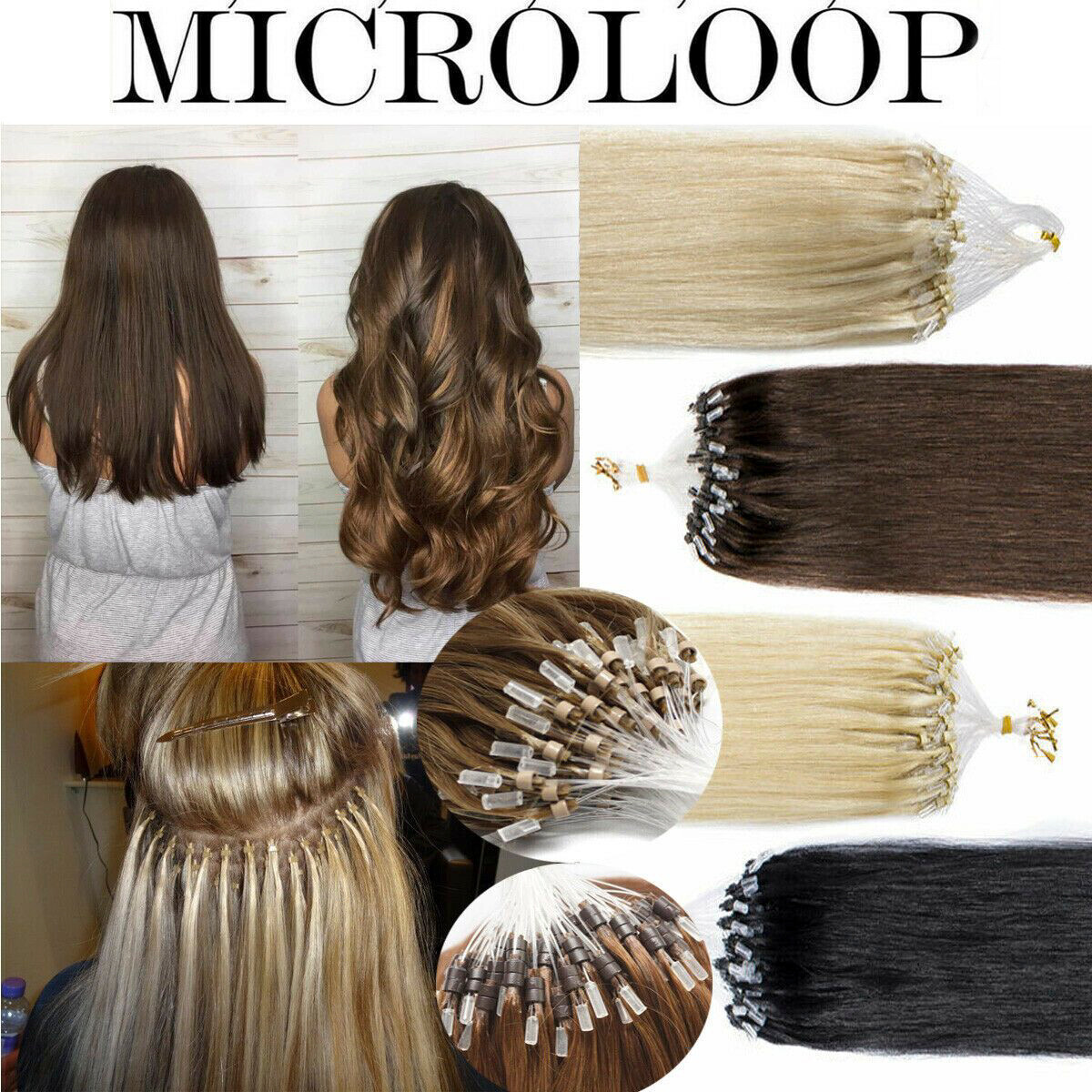 Micro Ring Loop Hair Extensions Micro Bead Tip Russian Remy Human Hair Natural