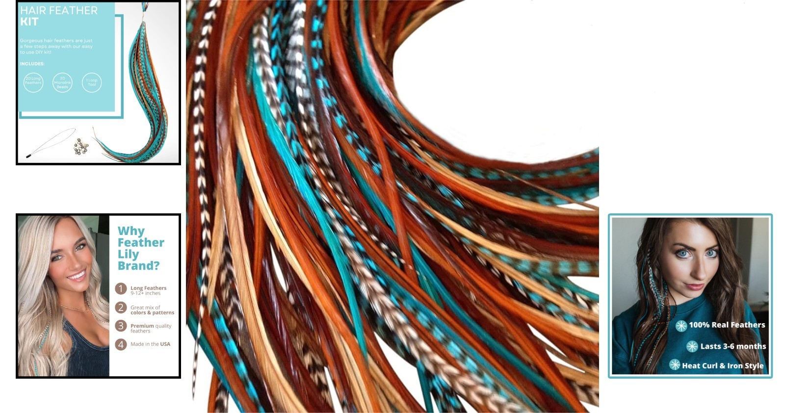 Beautiful DIY Rooster Hair Feathers Kit: 10 Inch Extensions in Vibrant Colors