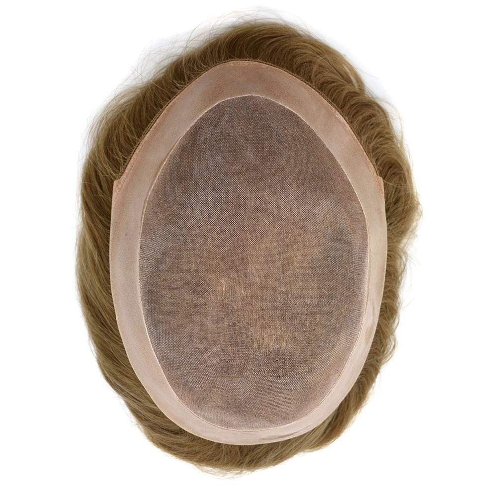 Mens Toupee Hairpiece Fine Mono Hair System Replacements Poly Skin Pu Mens Wigs