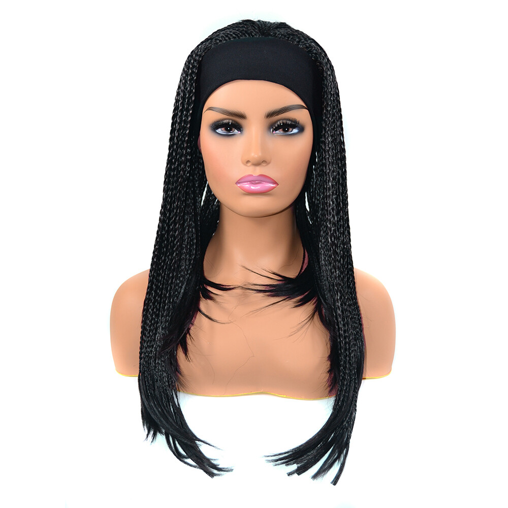 Box Braided Headband Wig for Black Women 18″ Synthetic Full Braids Wig Wrap Wig