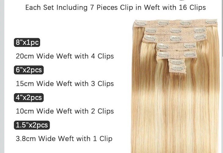Dalise 24″ Clip In Human Hair Extensions Dirty Blonde Bleach Highlight 7pc 120g