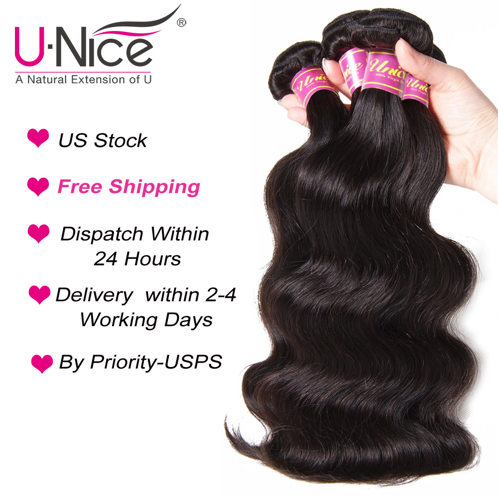 UNice Hair Cambodian Body Wave Bundles Virgin Human Hair Extensions Weaves Wefts