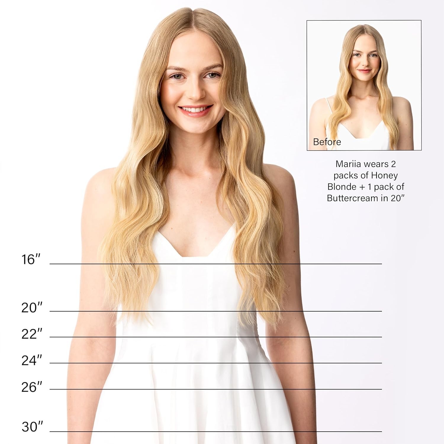 Luxy Tape-In Extensions – 30″ Buttercream Blonde – 100% Virgin Human Hair (50g)