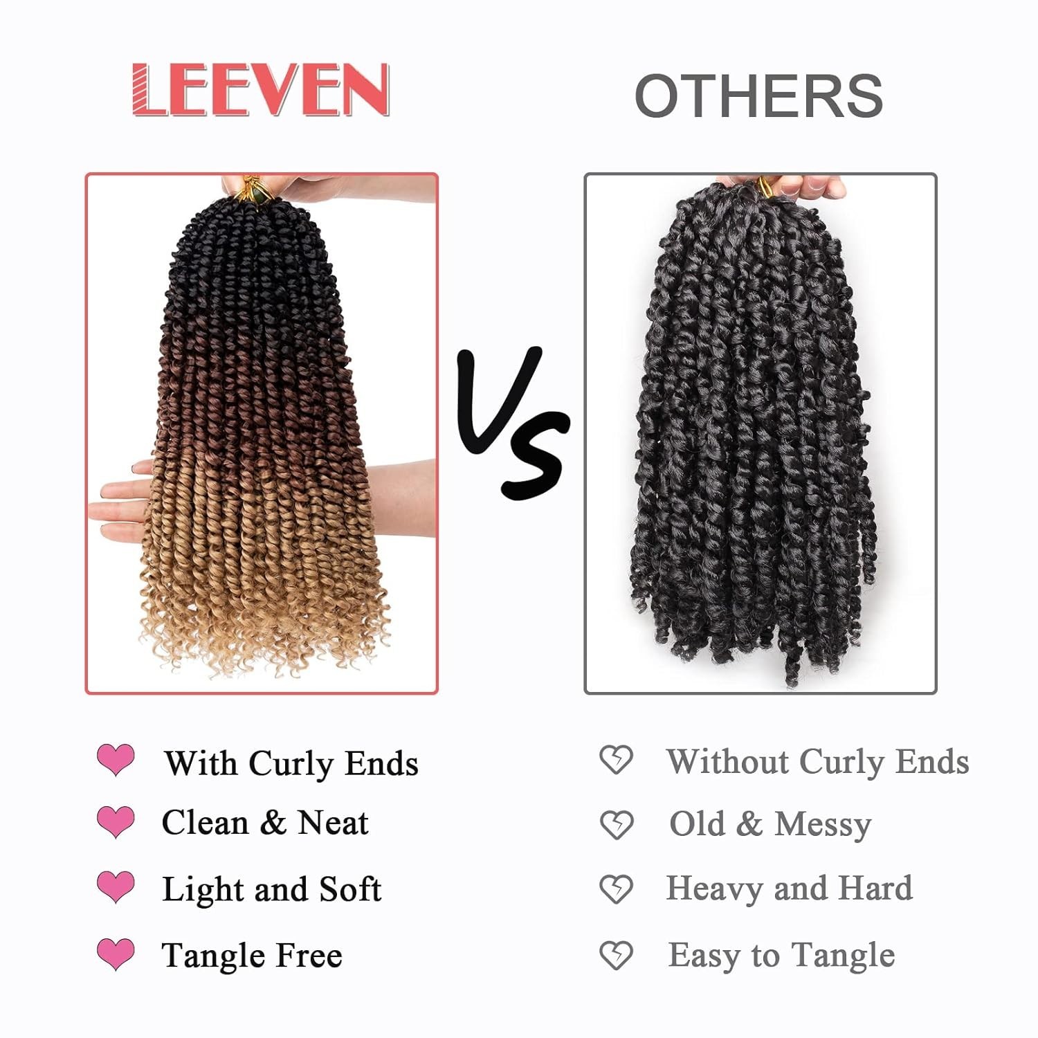 10 Inch Pre-Looped Passion Twist Crochet Hair – 8 Packs Pretwisted Bohemian Brai