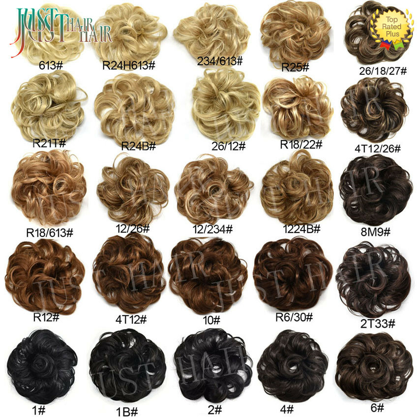 Real Natural Curly Messy Bun HairPiece Scrunchie Hair Extensions as Human Blonde