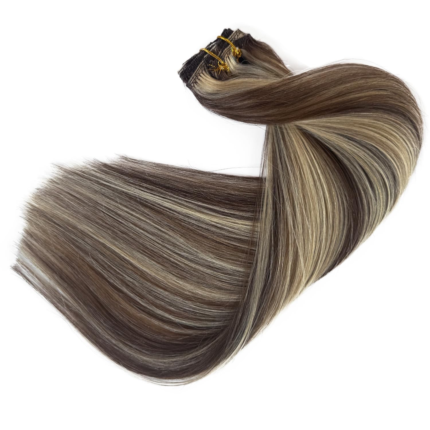 Real Human Hair Clip in Extensions 7pcs 70G 20 Inch #4/613 – Natural Volume