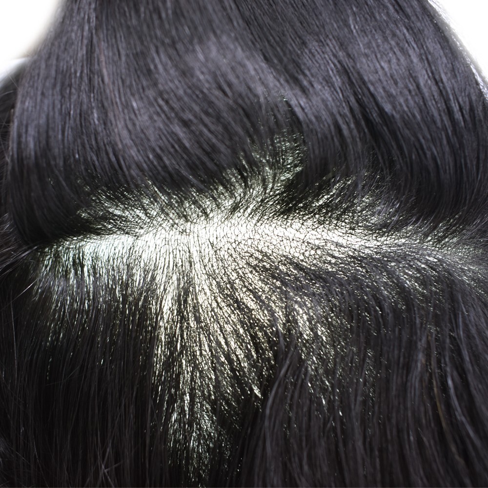 Mens Toupee Hairpiece 0.06mm Thin Skin Invisible V-Loop Poly Pu Hair System Wig