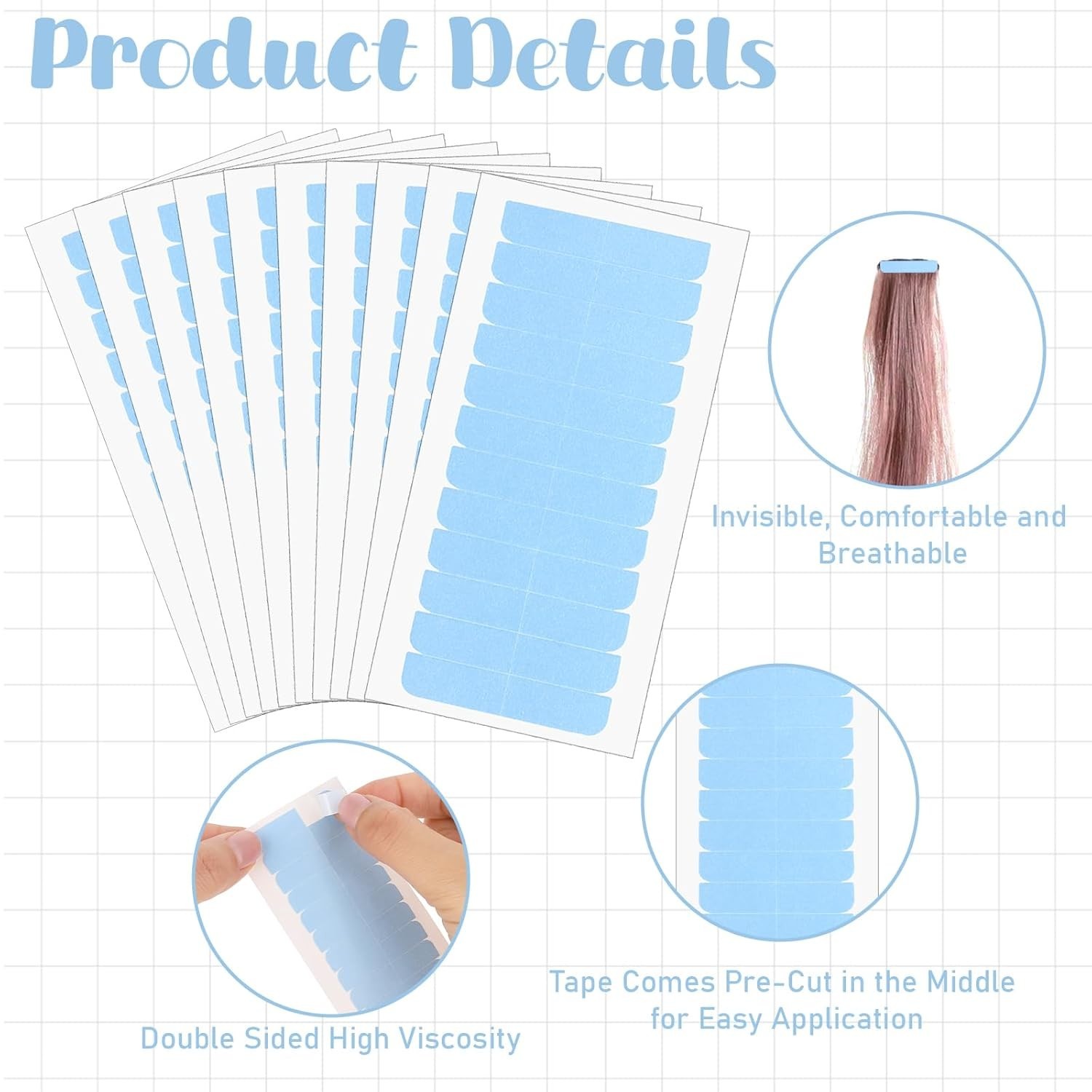 120pcs Double-Sided Waterproof Hair Extension Tape – Strong & Hypoallergenic