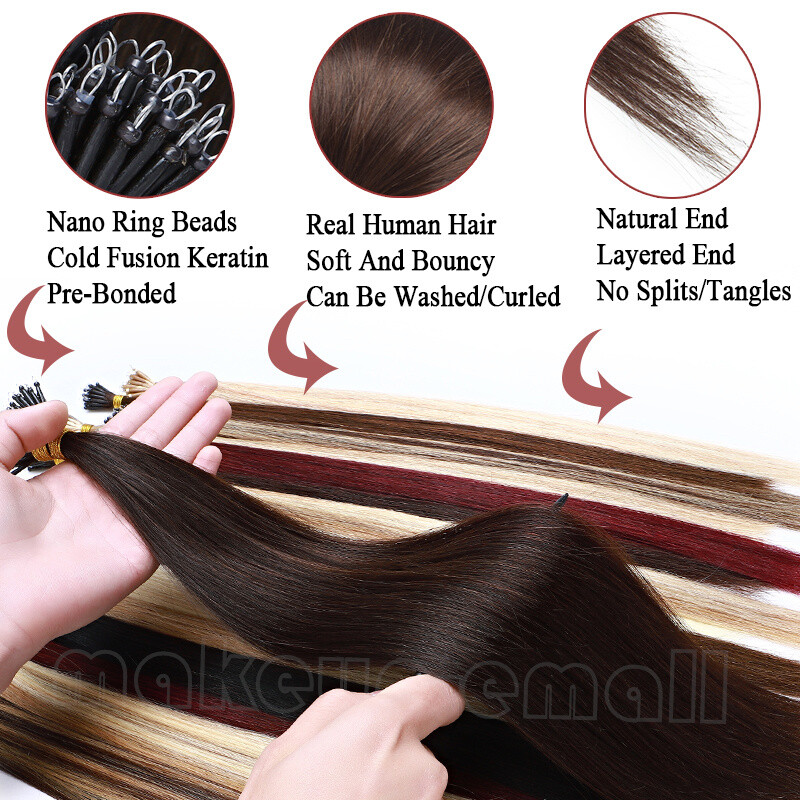 CLEARANCE Nano Ring Real Remy Human Hair Extensions Micro Loop Beads Thick 200S