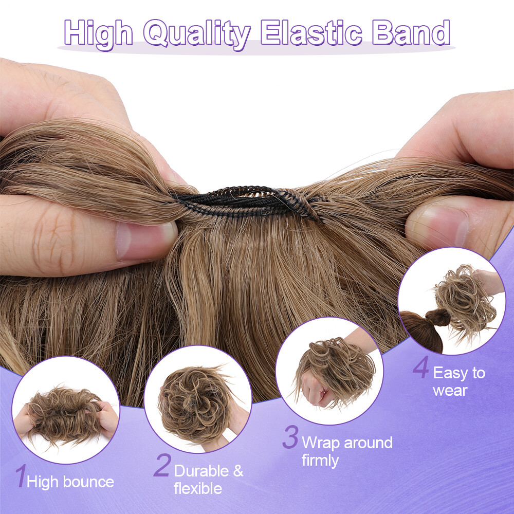 Messy Bun Piece Real As Human Hair Elastic Scrunchie Updo Ponytail Extensions US