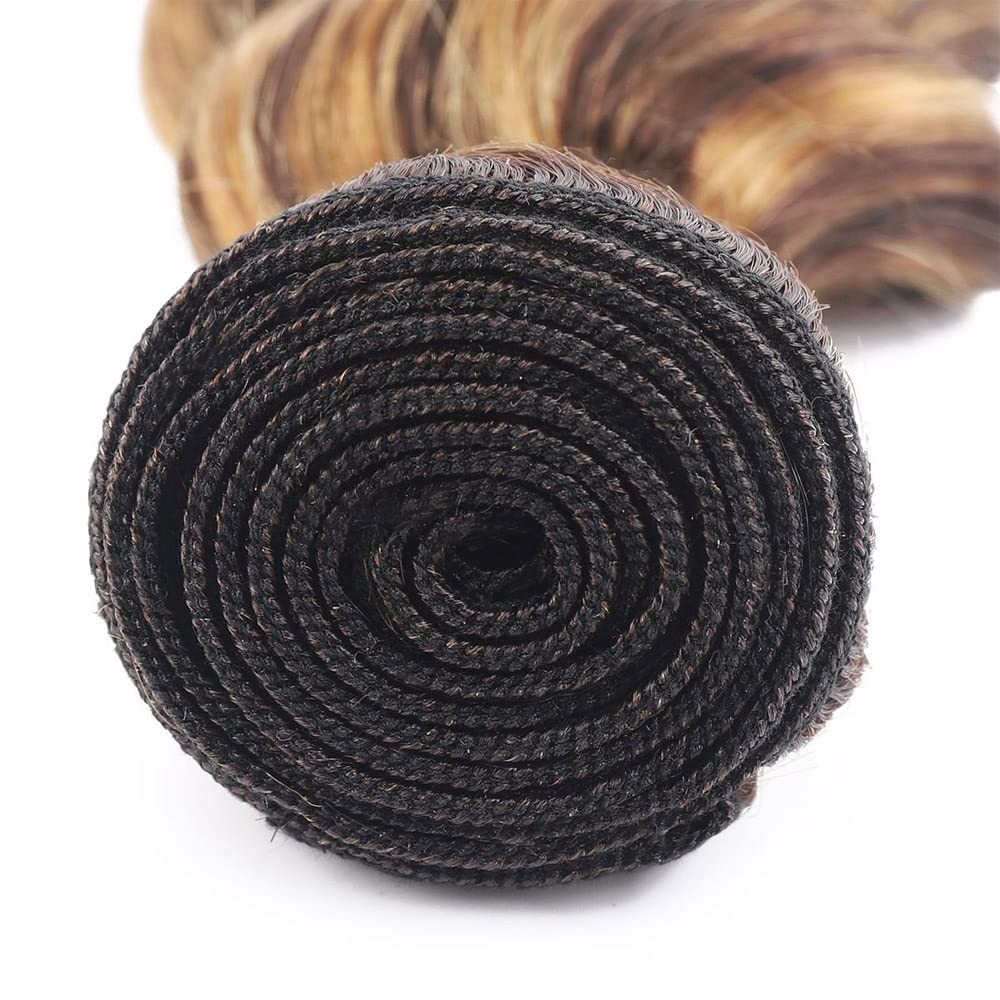 Ubinica Chocolate Honey Blonde P4/27 Human Hair Bundles 24 26 28 Inch Deep Wave