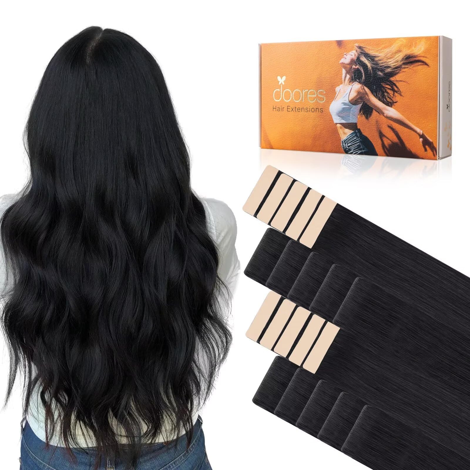 Doores Invisible Hair Extensions Tape In Invisi Edge Jet Black 10 Injection