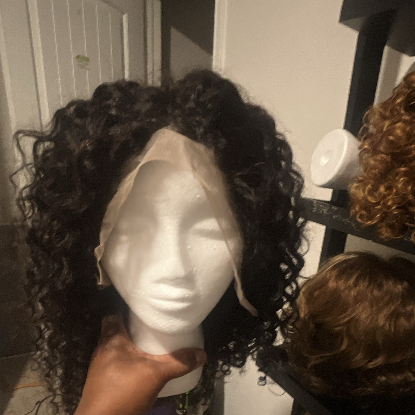 Lace Front Curly Human Hair Wig for Women Black Shade 21-30 in One Size