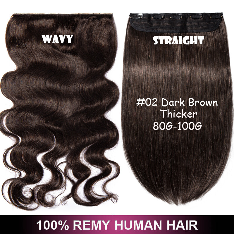 120G Real Remy Clip in Human Hair Extensions One Piece 3/4 Full Head Invisible