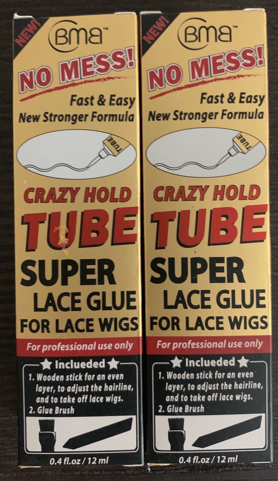 2 BMB No Mess! Crazy Hold Super Lace Glue Tube For Lace Wigs 0.4 fl oz / 12ml