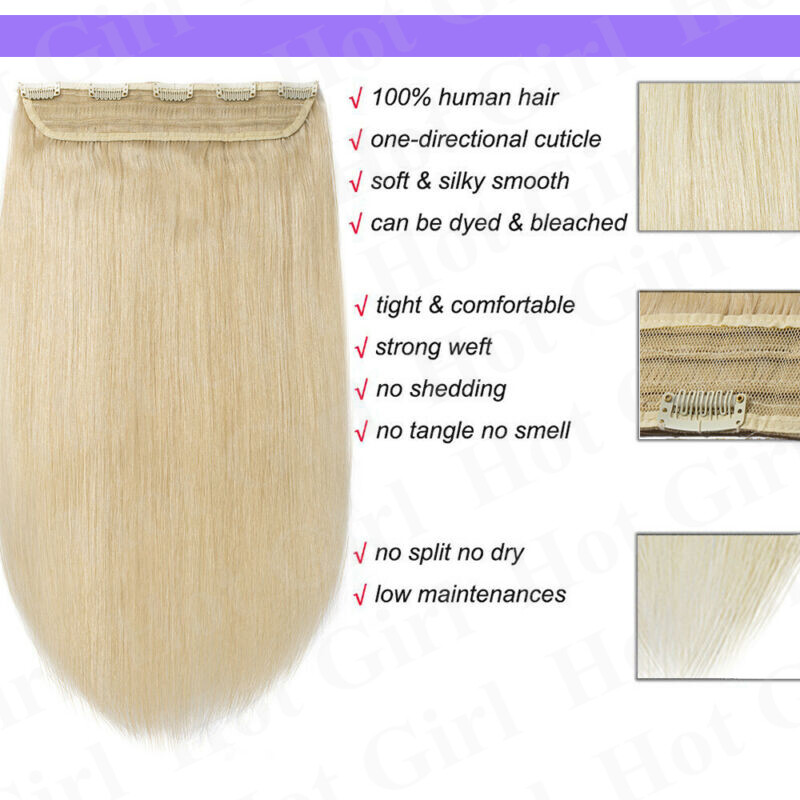 100g Real Remy Clip In Human Hair Extensions One Piece 3/4Full Head 20 Inch MX20