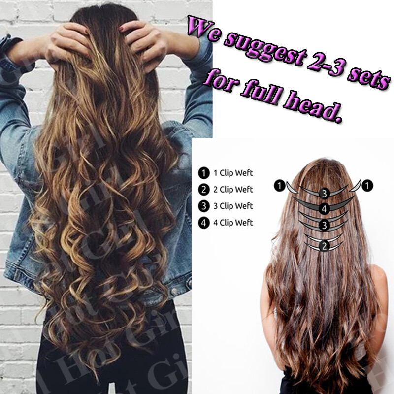 Real Thick Long Clip In 100% Remy Human Hair Extensions Thick 200g Balayage G150