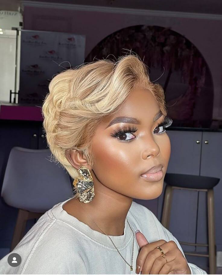 Short Blonde Pixie Cut Bob Lace Front Human Hair Wigs Brazilian Hair 13×4