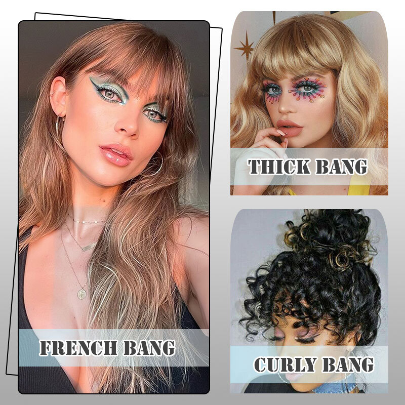 French Fringe Bangs Front Forehead Hairpiece Clip in Hair Extensions As Human