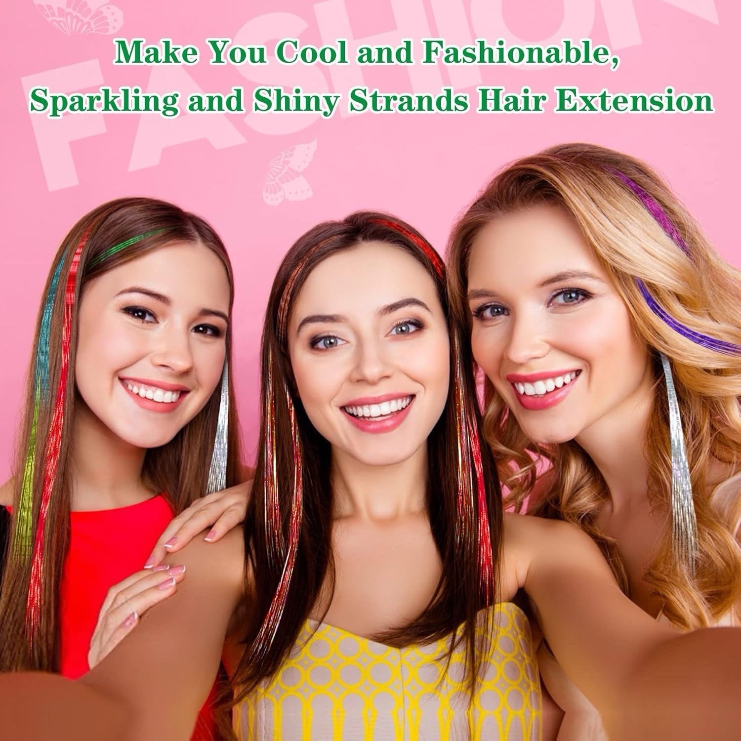 47 Inches Tinsel Hair Extension With Tool 12 Colors 2400 Strands Hair Extension