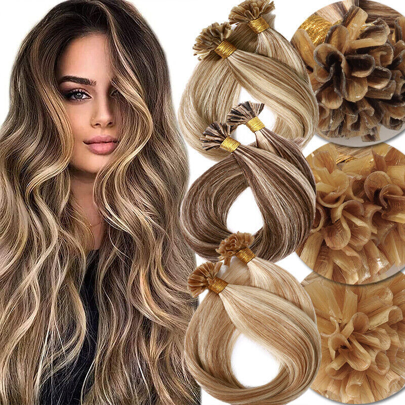 Pre Bonded Keratin Nail U Tip Remy Human Hair Extensions Double Drawn Thick 1g/s