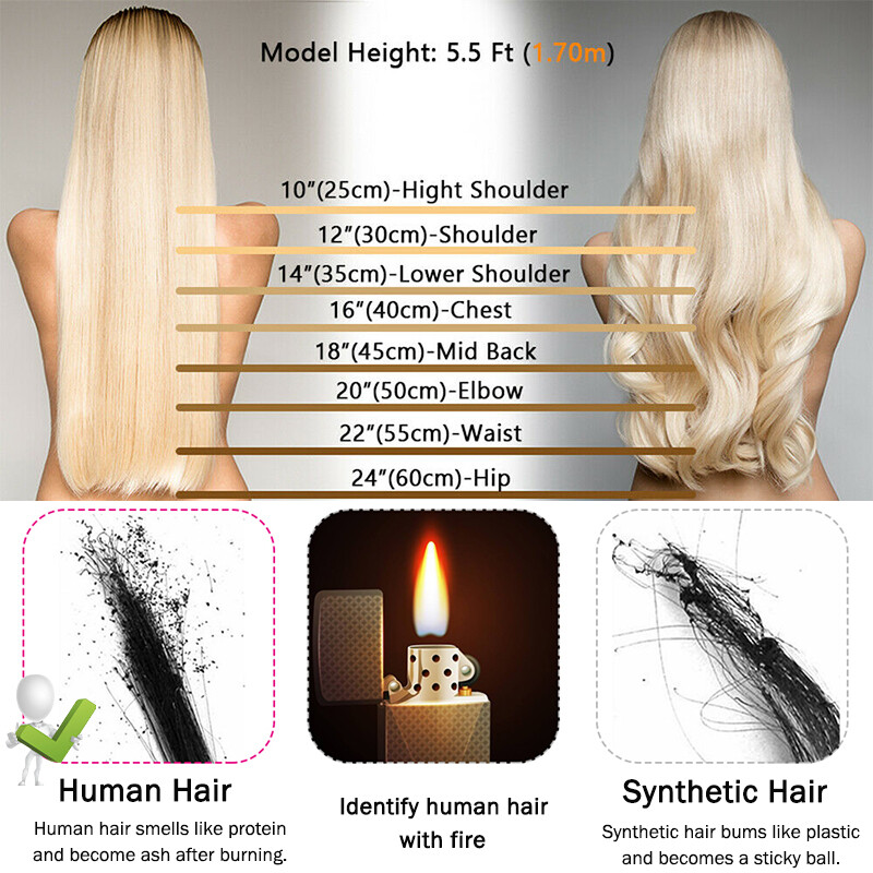 20inch=70g Clip In Hair Extensions 100% Real Remy Human Hair Full Head 8 Pieces