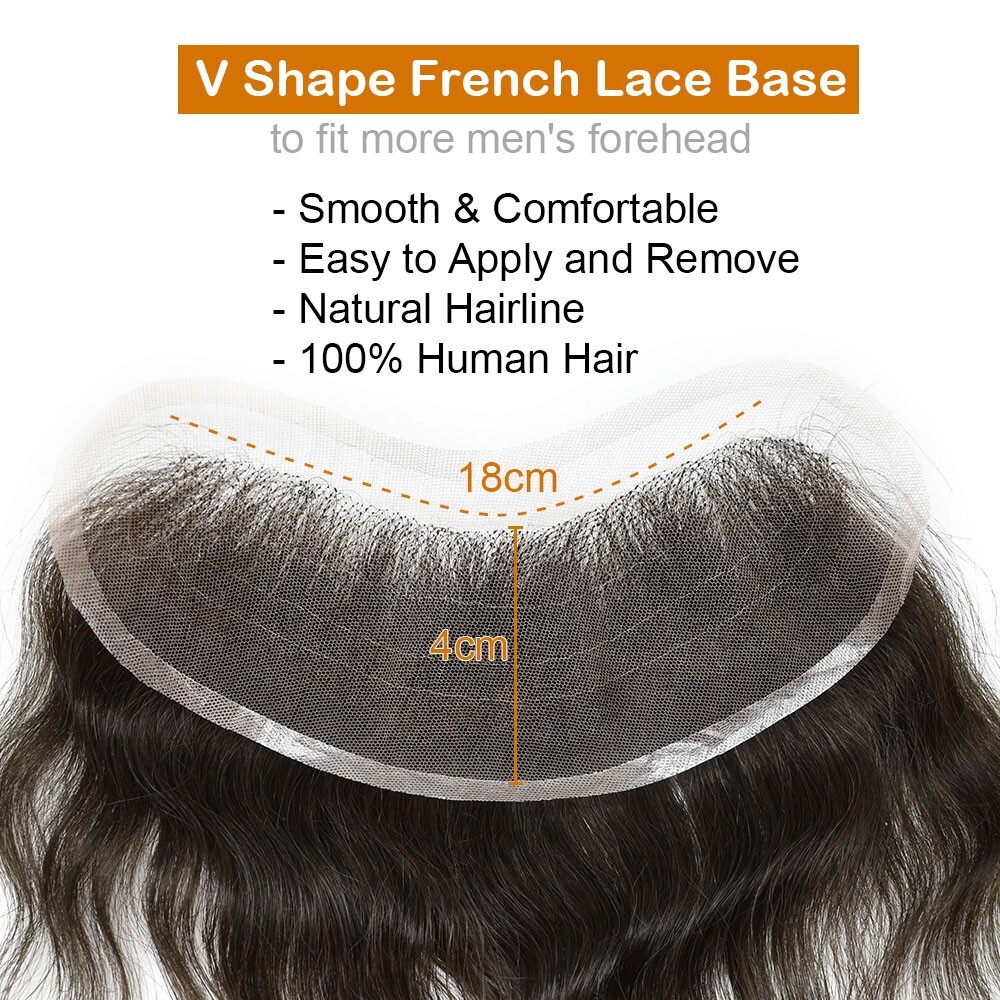 Mens Frontal Receding Hairline 100% Human Hairpiece Full Lace Forehead Hairline