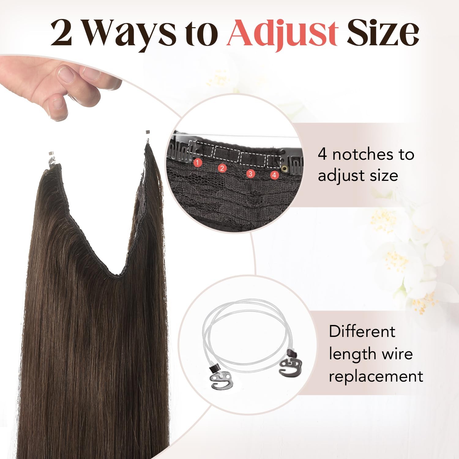 Xdhair Wire Hair Extensions 70G 14 Inch Hairpiece Medium Dark Brown Real Human