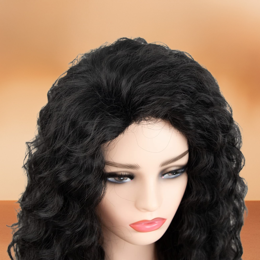 Long Curly Black Wig for Women Natural Looking Loose Wave Glueless Heat Resistan