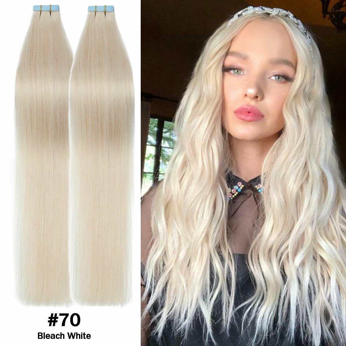 Tape in Hair Extensions Real Human Hair Invisible Skin Wefts Premium Remy Thick