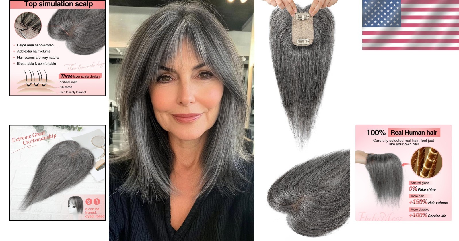 Real Human Hair Toppers for Women – 10 Inch Clip in Bangs*-