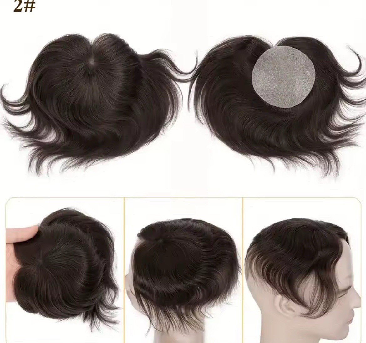 Men’s Toupee Hairpiece Tape-In Closure Straight 6in Multi Color