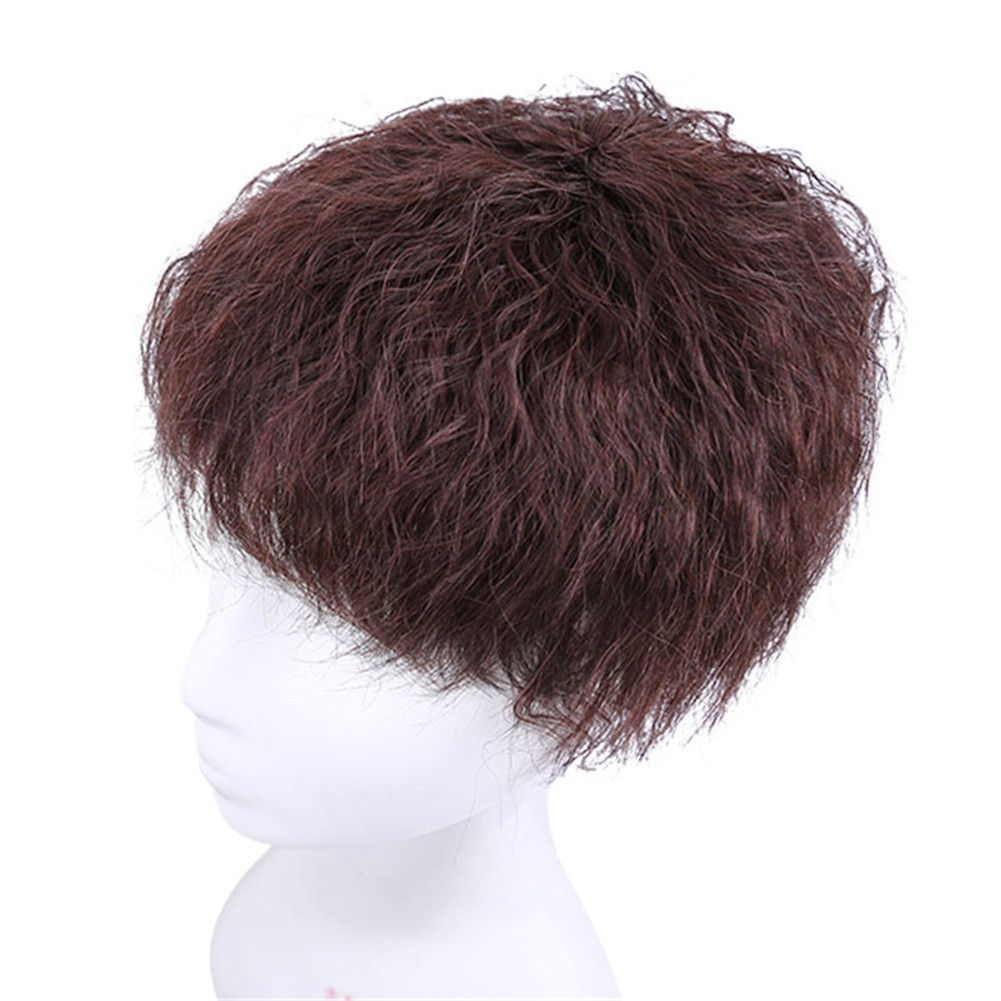 Short Curly Wavy Hair 100% Human Hair Topper Toupee Thin Cover Grey For Women