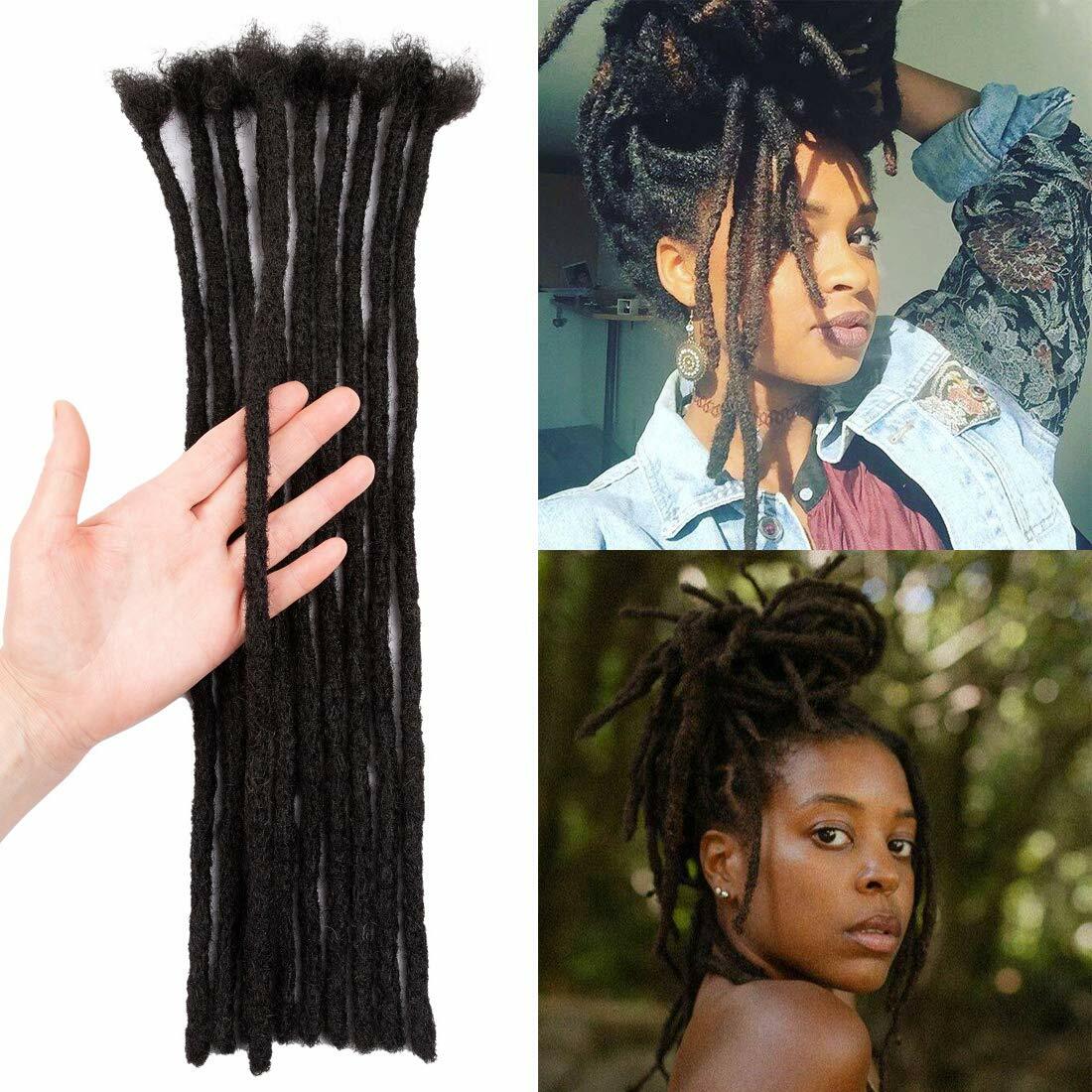 100% Human Hair Dreadlocks Handmade Permanent Afro Loc Extensions NaturalBlack1B