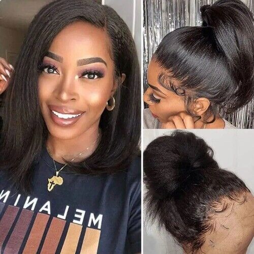 Glueless Kinky Straight 13×4 Lace Front Wig BOB 4×4 Closure Wig Pre Plucked