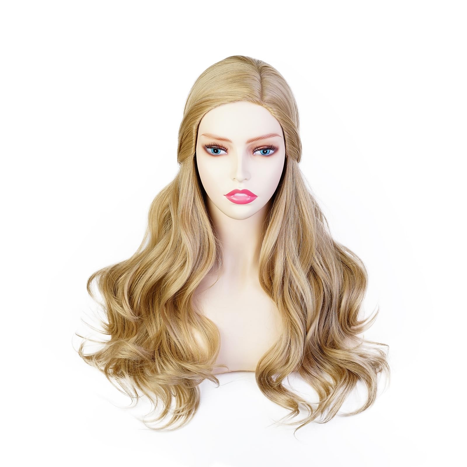28inch Princess Long Wave Natural Platinum Blonde Wig for Women Halloween Cos…